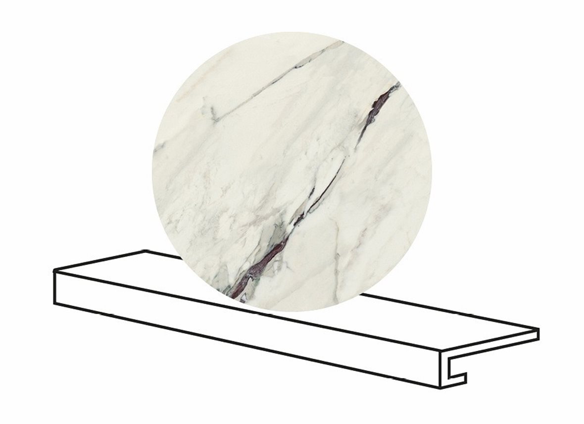 LPC Valeria lasitettu porraslaatta reunalla GR 33X120 06L Capraia tasapintainen kiillotettu vaalea valkoinen marmori