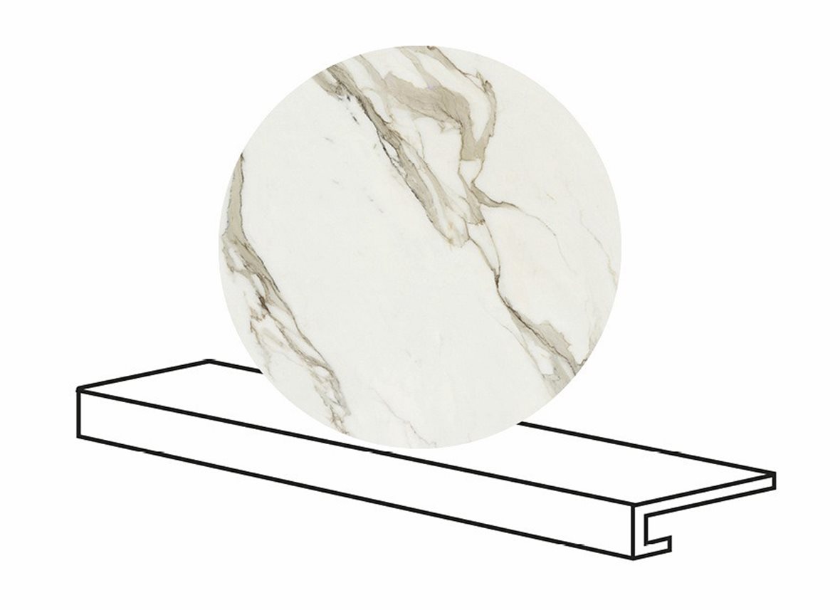 LPC Valeria lasitettu porraslaatta reunalla GR 33X120 01L Calacatta tasapintainen kiillotettu vaalea beige marmori