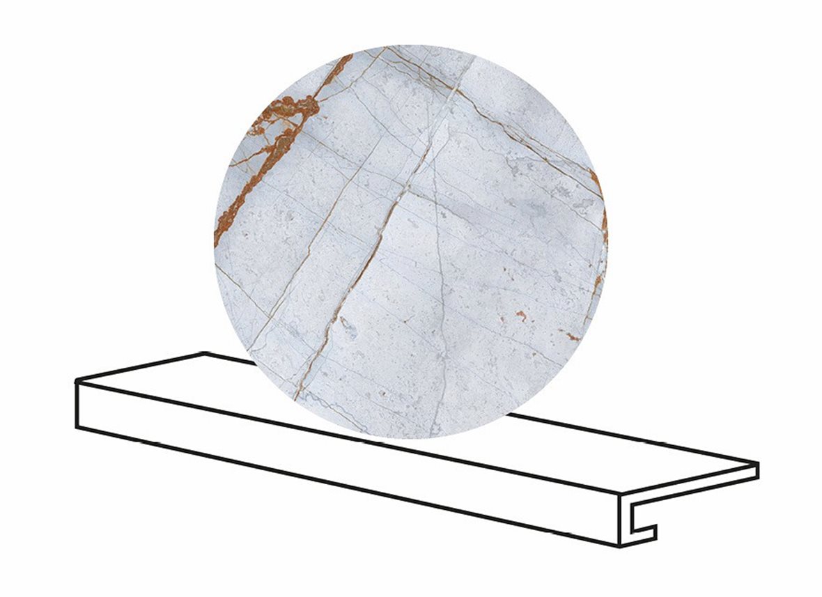 LPC Valeria lasitettu porraslaatta reunalla GR 33X120 07L Azul tasapintainen kiillotettu vaalea sininen marmori