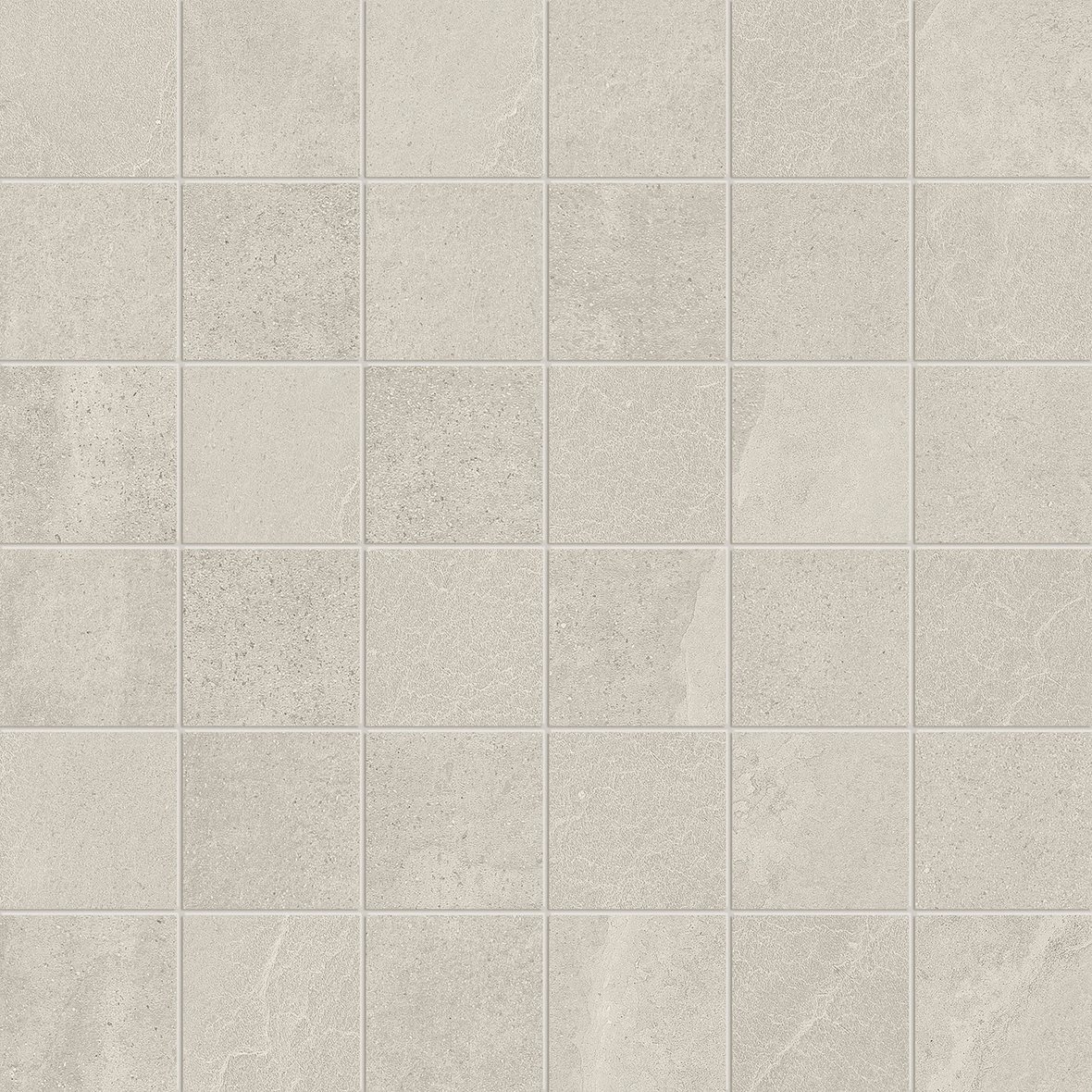 LPC Revolution REV Stone lasitettu porcelanato mosaiikki seinälaatta lattialaatta 4,8X4,8 02 kalkki strukturoitu matta vaalea valkoinen kivi