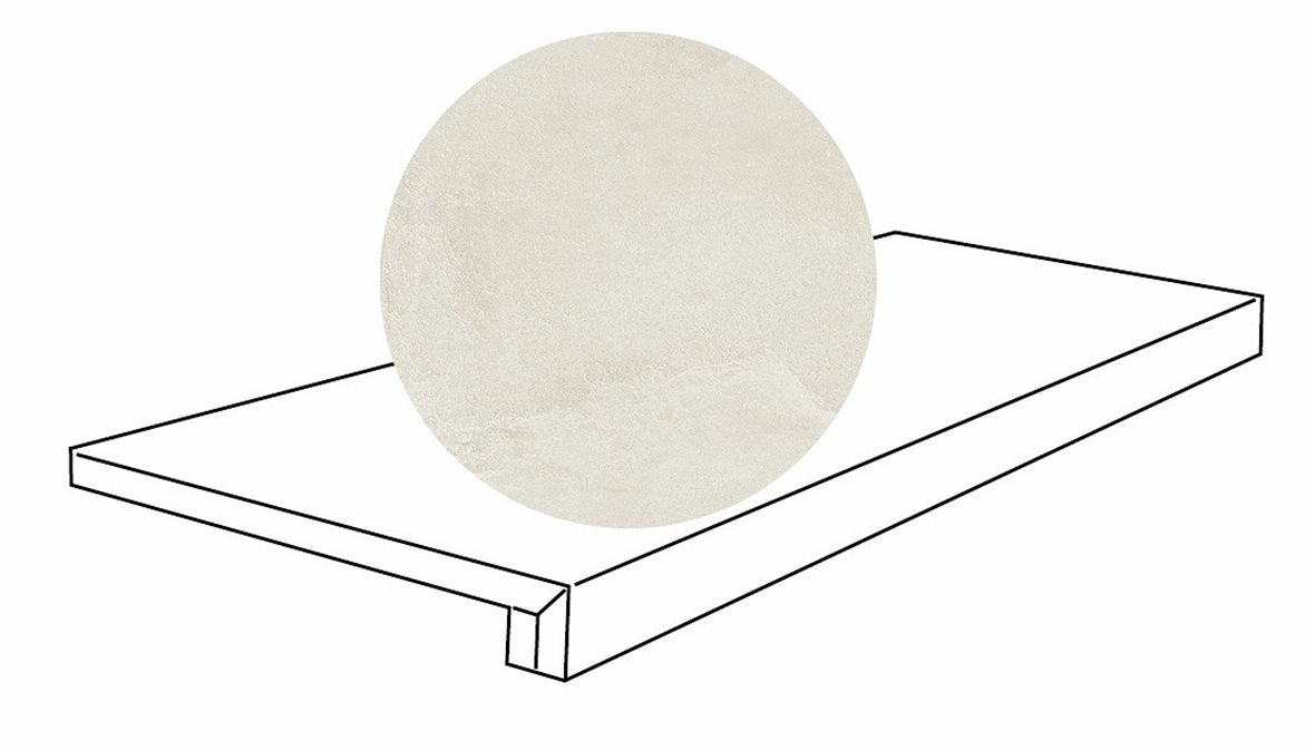 LPC Revolution REV Stone lasitettu porraslaatta reunalla 32,5X120 10 jää strukturoitu matta vaalea valkoinen kivi