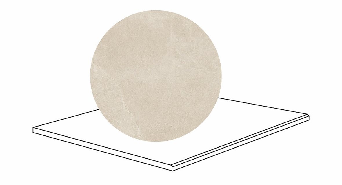 LPC Revolution REV Stone lasitettu porraslaatta kulmapala kiillotettu reuna 90X90X2 R11 aavikko karhennettu matta keskitumma beige kivi