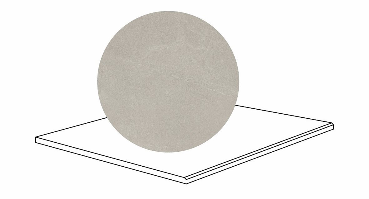 LPC Revolution REV Stone lasitettu porraslaatta kulmapala kiillotettu reuna 90X90X2 R01 tuhka karhennettu matta keskitumma harmaa kivi