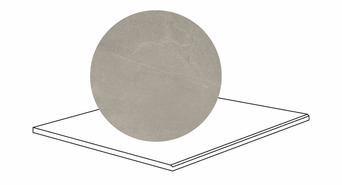 LPC Revolution REV Stone lasitettu porraslaatta kulmapala kiillotettu reuna 90X90X2 R04 betoni karhennettu matta keskitumma harmaa kivi