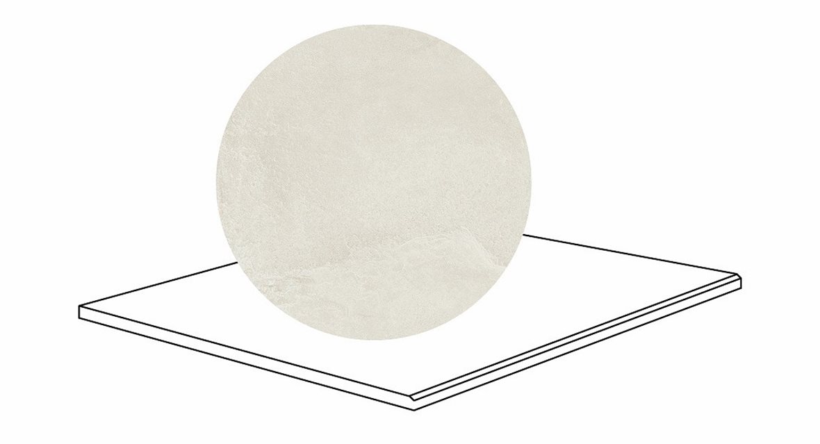 LPC Revolution REV Stone lasitettu porraslaatta kulmapala kiillotettu reuna 90X90X2 R10 jää karhennettu matta vaalea valkoinen kivi