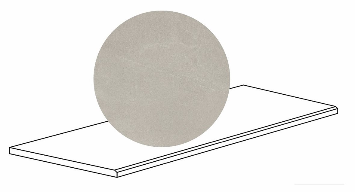 LPC Revolution REV Stone lasitettu porraslaatta kulmapala kiillotettu reuna 33X60X2 R01 tuhka karhennettu matta keskitumma harmaa kivi