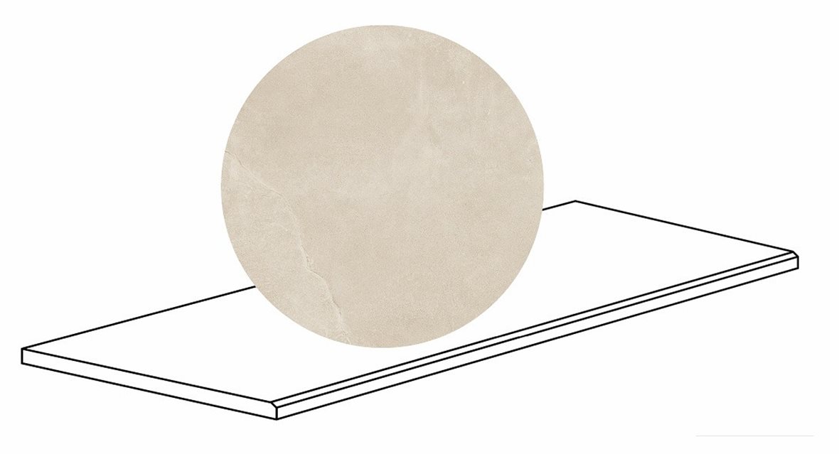 LPC Revolution REV Stone lasitettu porraslaatta kulmapala kiillotettu reuna 33X60X2 R11 aavikko karhennettu matta keskitumma beige kivi