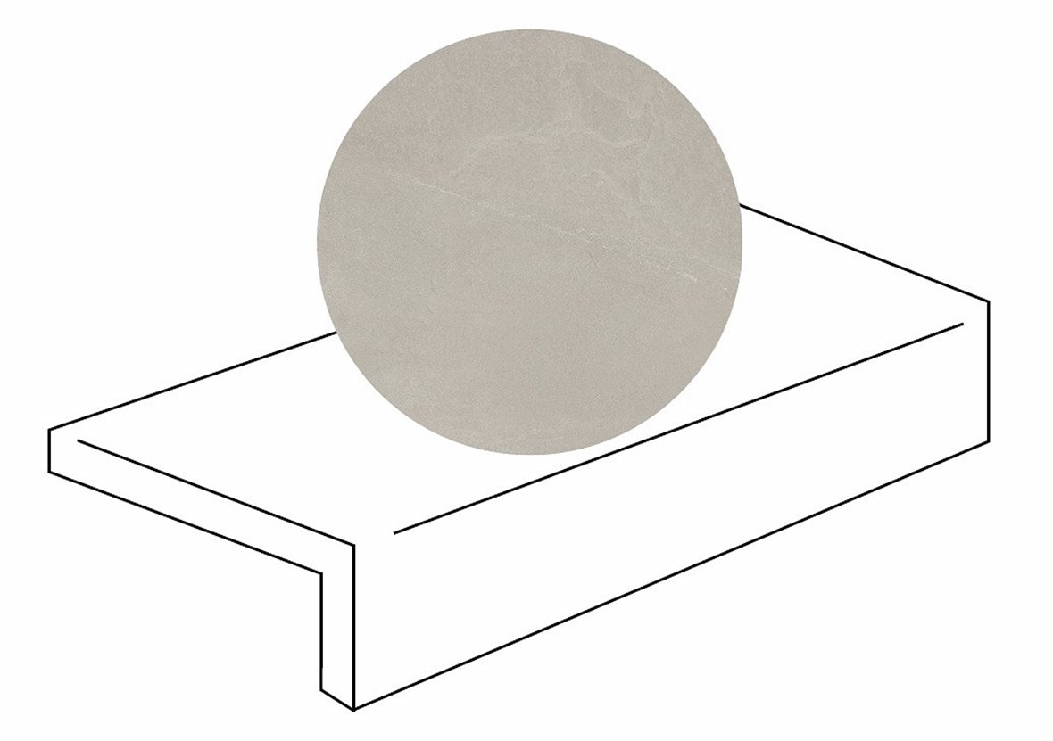 LPC Revolution REV Stone lasitettu porraslaatta reunalla 30X90X2 R01 tuhka karhennettu matta keskitumma harmaa kivi