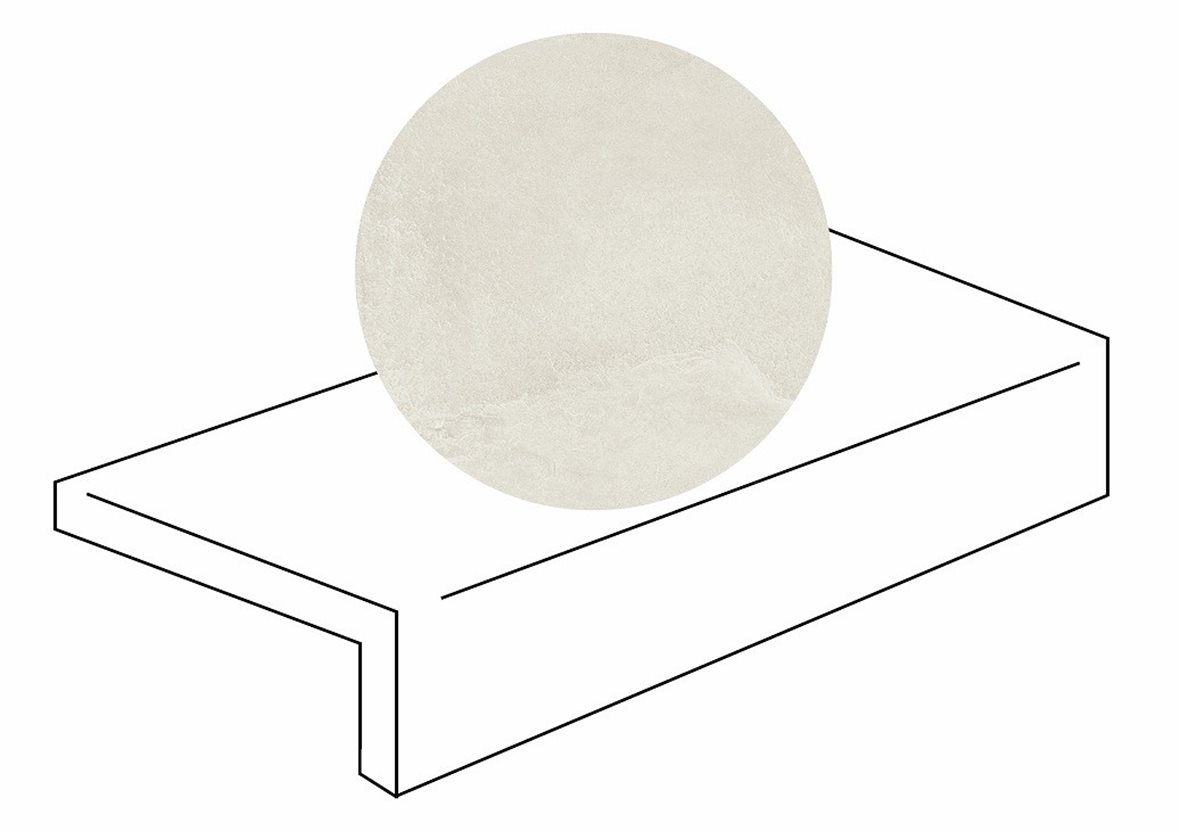 LPC Revolution REV Stone lasitettu porraslaatta reunalla 30X90X2 R10 jää karhennettu matta vaalea valkoinen kivi