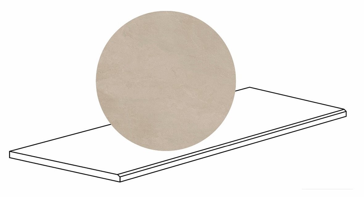 LPC Revolution REV Stone lasitettu porraslaatta kulmapala kiillotettu reuna 33X60X2 R12 hiekka karhennettu matta keskitumma beige kivi