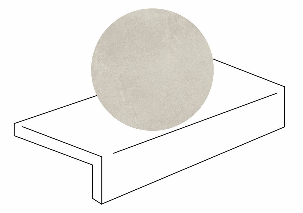 LPC Revolution REV Stone lasitettu porraslaatta reunalla 30X90X2 R02 kalkki karhennettu matta vaalea valkoinen kivi