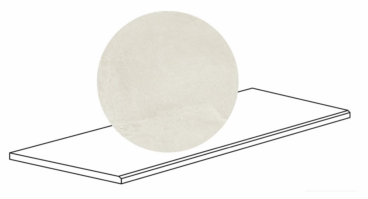 LPC Revolution REV Stone lasitettu porraslaatta kulmapala kiillotettu reuna 33X60X2 R10 jää karhennettu matta vaalea valkoinen kivi