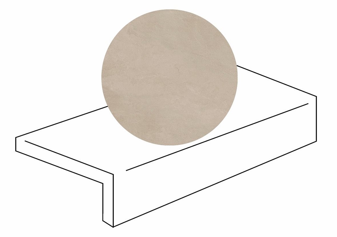 LPC Revolution REV Stone lasitettu porraslaatta reunalla 30X90X2 R12 hiekka karhennettu matta keskitumma beige kivi