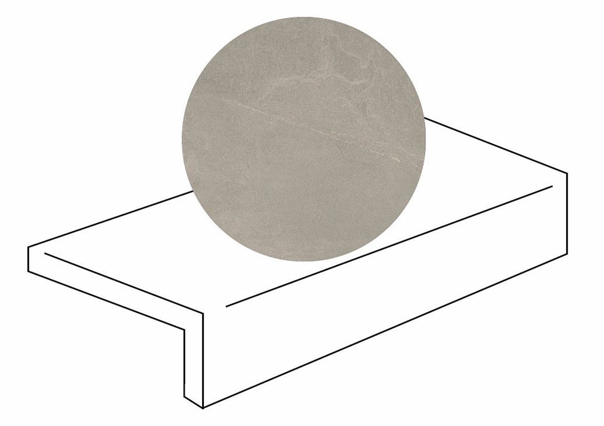 LPC Revolution REV Stone lasitettu porraslaatta reunalla 30X90X2 R04 betoni karhennettu matta keskitumma harmaa kivi