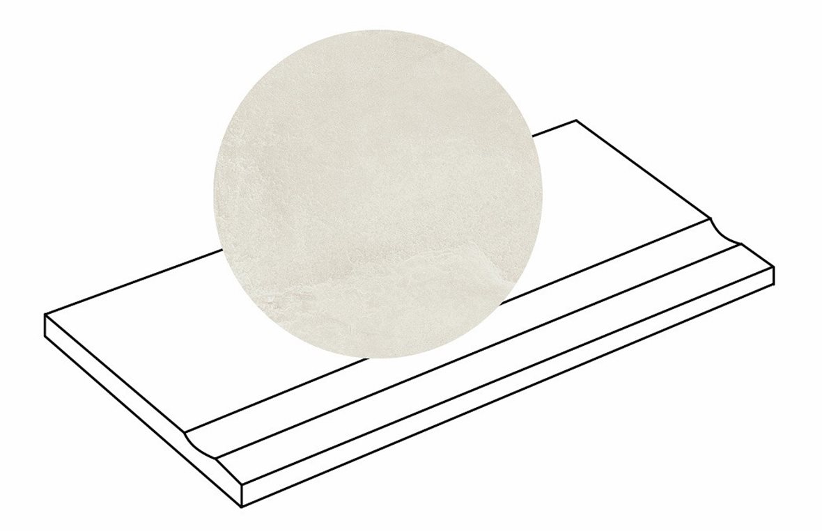 LPC Revolution REV Stone lasitettu porraslaatta liukuesteuralla 30X60X2 R10 jää karhennettu matta vaalea valkoinen kivi