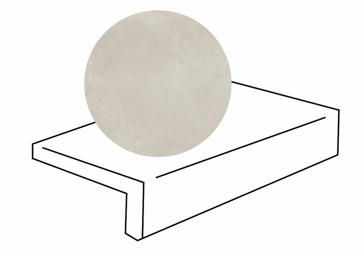 LPC Revolution REV Stone lasitettu porraslaatta reunalla 30X60X2 R02 kalkki karhennettu matta vaalea valkoinen kivi