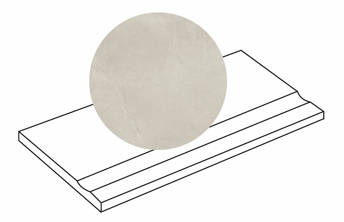 LPC Revolution REV Stone lasitettu porraslaatta liukuesteuralla 30X60X2 R02 kalkki karhennettu matta vaalea valkoinen kivi