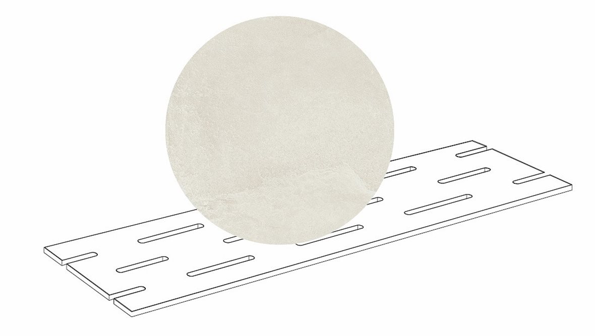 LPC Revolution REV Stone lasitettu loiskekourun ritilä 20X60X2 R10 jää karhennettu matta vaalea valkoinen kivi