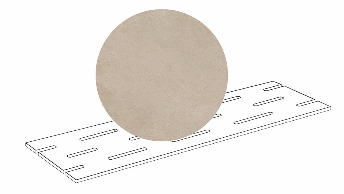 LPC Revolution REV Stone lasitettu loiskekourun ritilä 20X60X2 R12 hiekka karhennettu matta keskitumma beige kivi