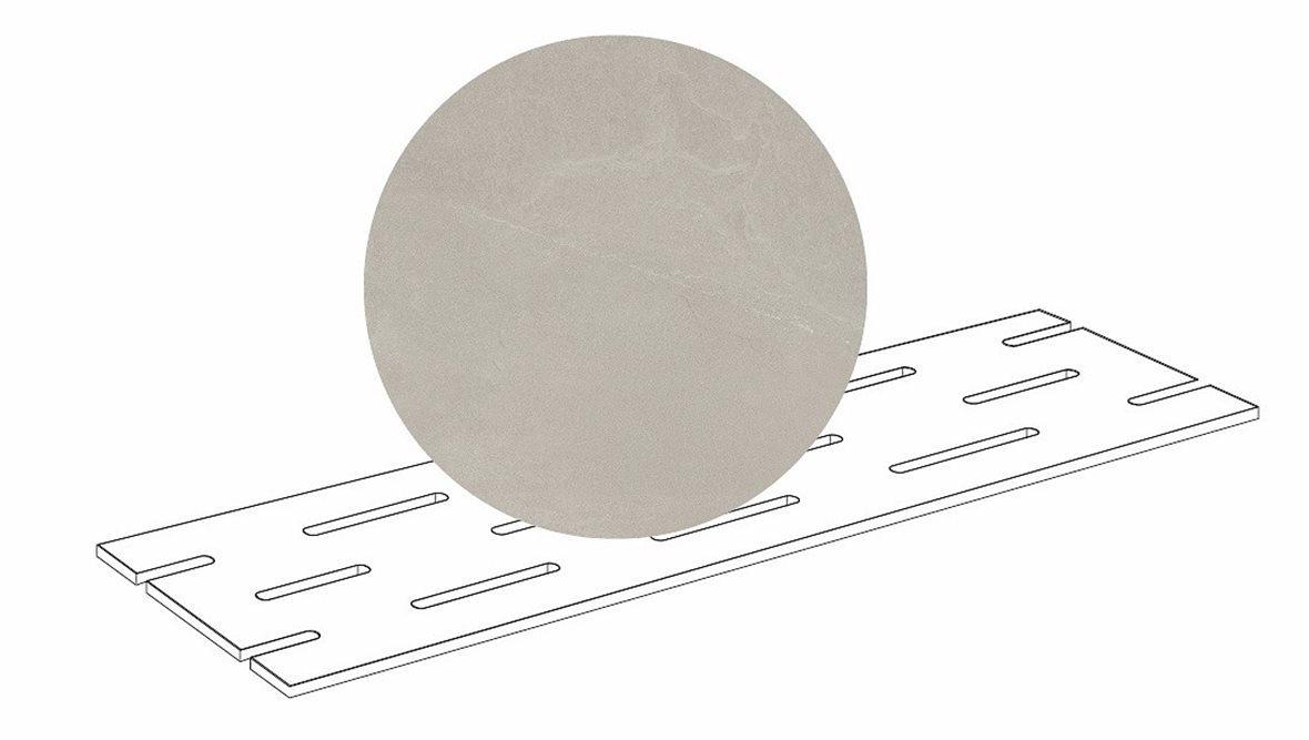 LPC Revolution REV Stone lasitettu loiskekourun ritilä 20X60X2 R01 tuhka karhennettu matta keskitumma harmaa kivi