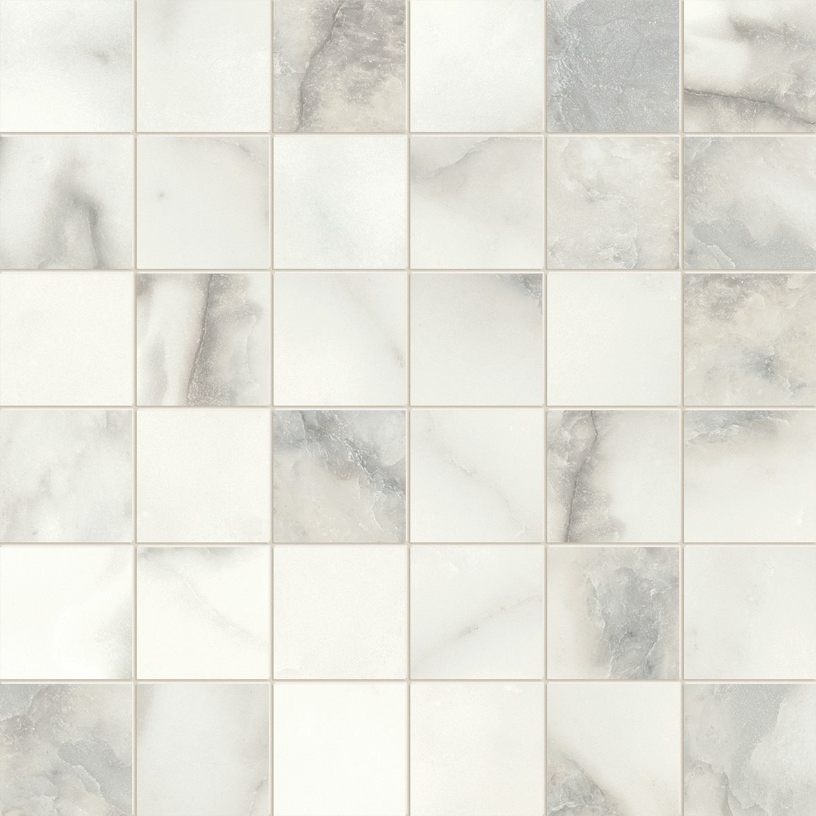 LPC Odyssey lasitettu porcelanato mosaiikki seinälaatta lattialaatta 4,8X4,8 13S Luminous tasapintainen satiini vaalea valkoinen kivi