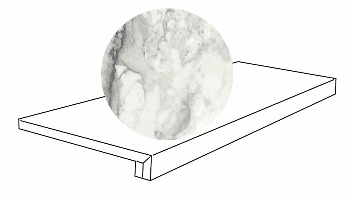 LPC Odyssey lasitettu porraslaatta G 32,5X120 13S Luminous tasapintainen satiini vaalea valkoinen kivi