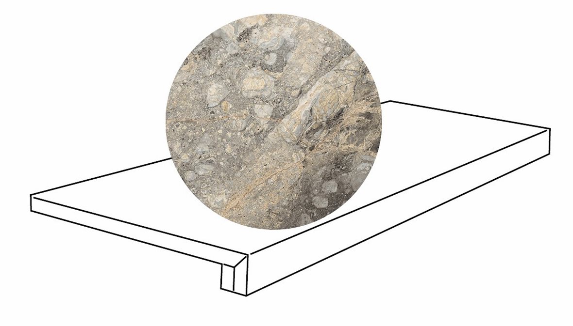 LPC Odyssey lasitettu porraslaatta G 32,5X120 12S Rock tasapintainen satiini keskitumma harmaa kivi