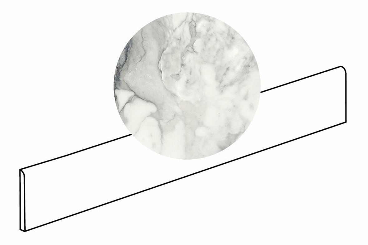 LPC Odyssey lasitettu jalkalista 6X120 13S Luminous tasapintainen satiini vaalea valkoinen kivi