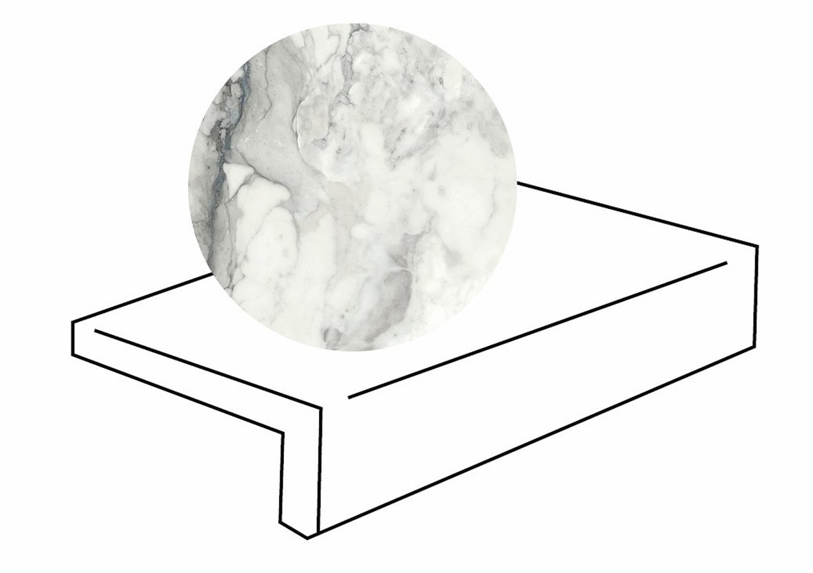 LPC Odyssey lasitettu porraslaatta L 30X90X2 R13 Luminous karhennettu matta vaalea valkoinen kivi