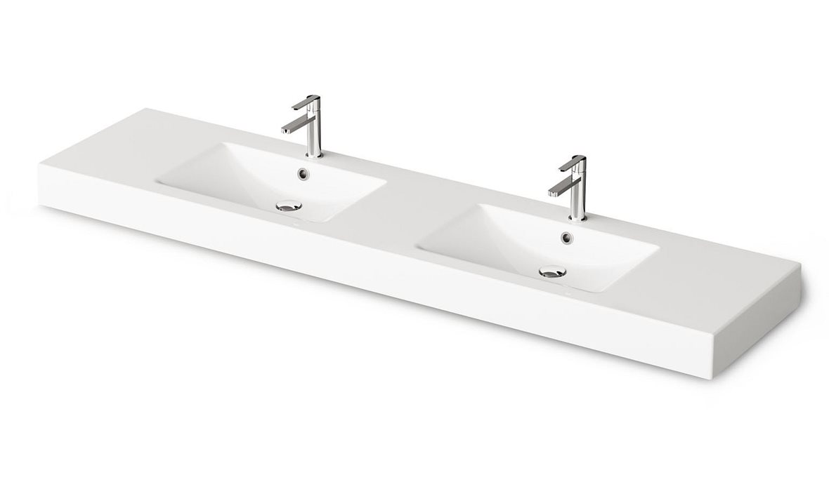 PAA Step seinään tai tason päälle asennettava pesuallas 201X49X11 cm valinnainen väri valumarmori kaksoisallas kiiltävä valinnainen väri