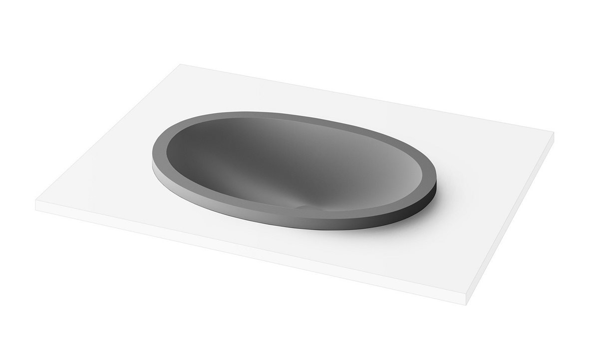 PAA Ovo tasoon upotettava pesuallas 55X37,2X17 cm mattaharmaa kivikomposiitti matta harmaa