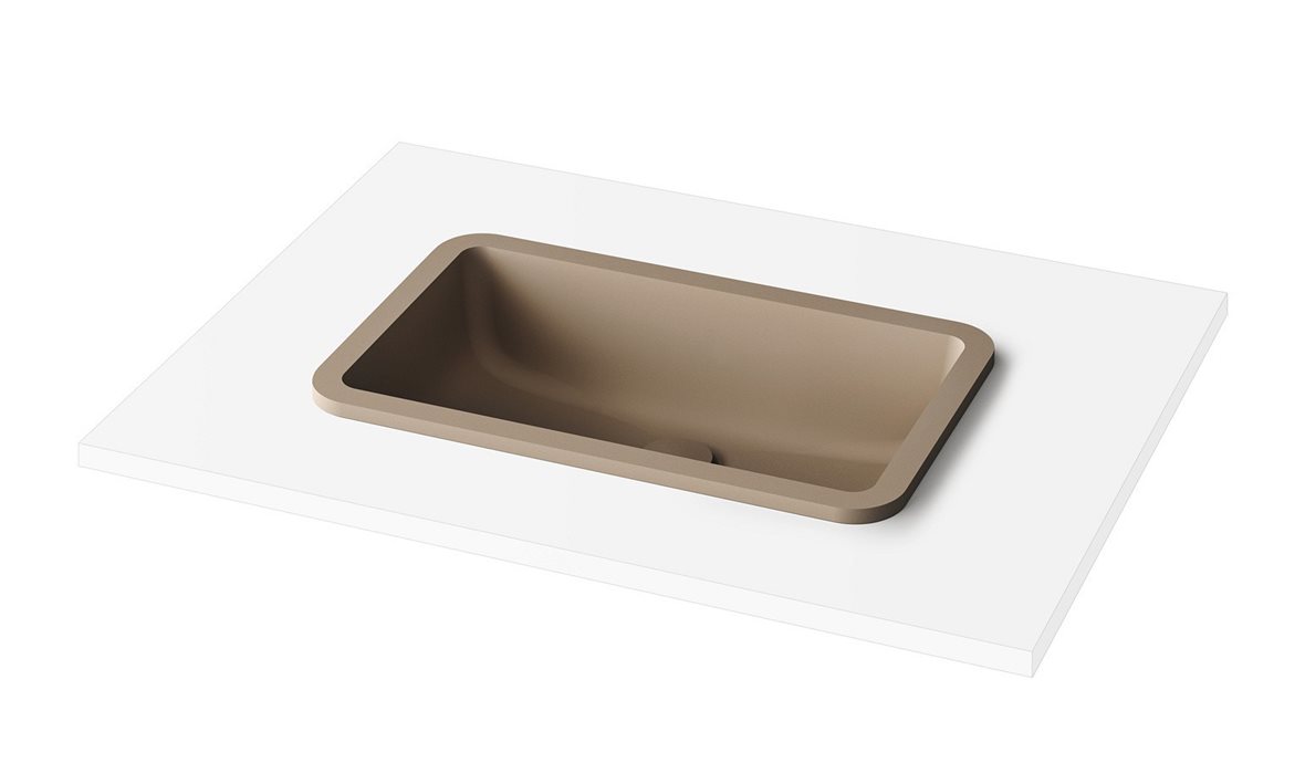 PAA Opus tasoon upotettava pesuallas 52X32X13 cm cafe latte kivikomposiitti matta beige