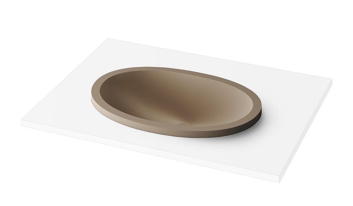 PAA Ovo tasoon upotettava pesuallas 55X37,2X17 cm cafe latte kivikomposiitti matta beige