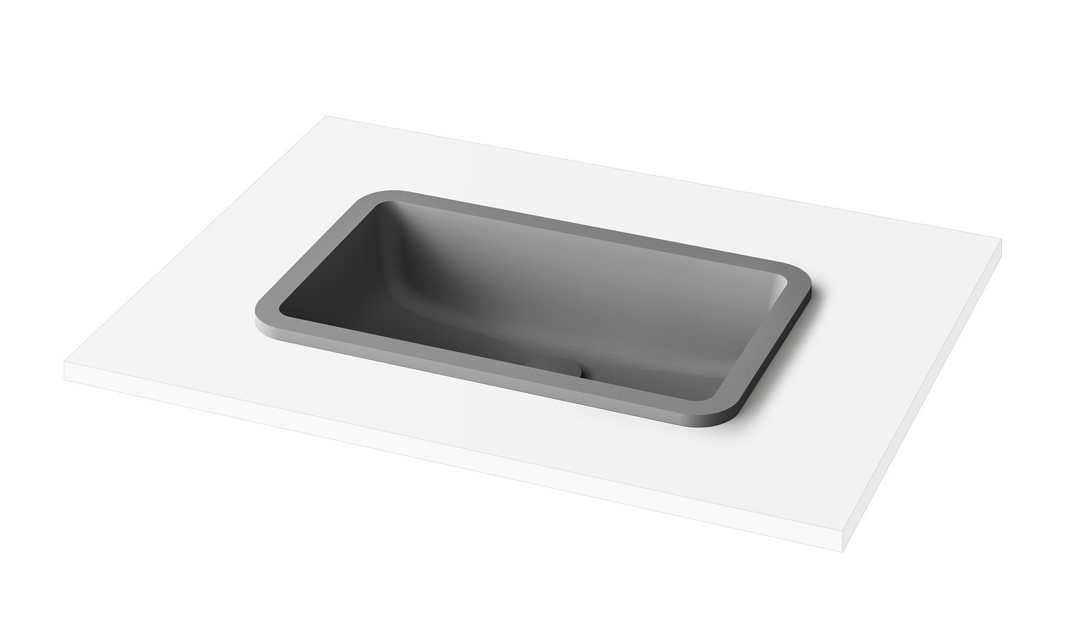 PAA Opus Recessed Washbasin 52X32X13 Cm Matt Grey Stone Composite Matt PAA Opus Recessed Washbasin 52X32X13 Cm Matt Grey Stone Composite Matt