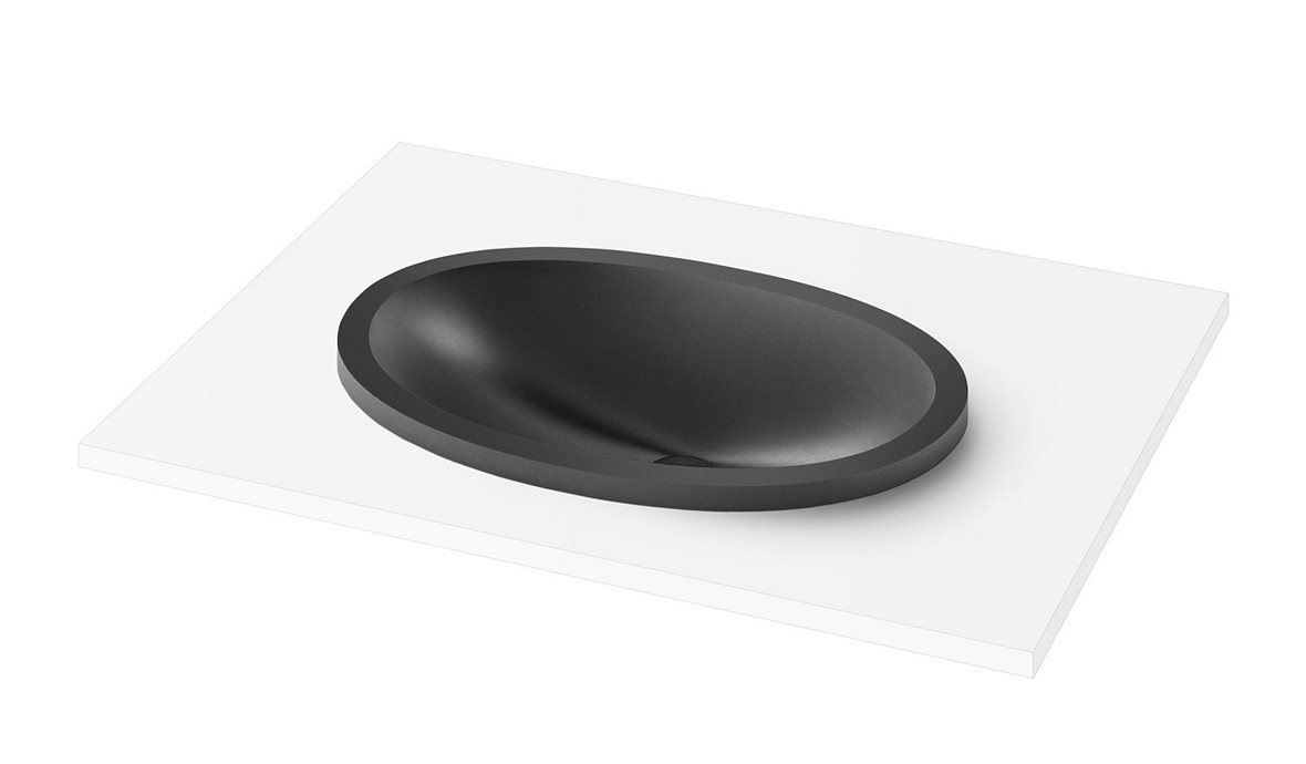 PAA Ovo tasoon upotettava pesuallas 55X37,2X17 cm graphite kivikomposiitti matta harmaa