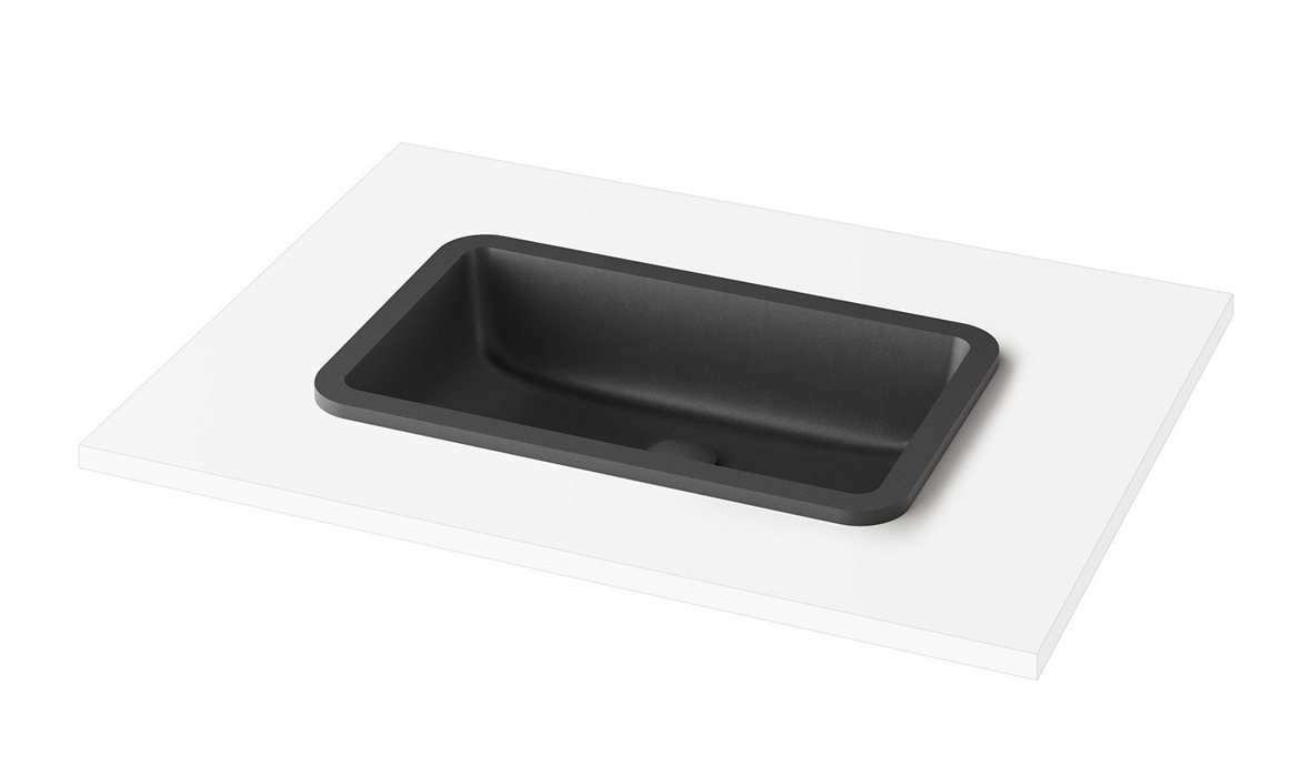 PAA Opus tasoon upotettava pesuallas 52X32X13 cm graphite kivikomposiitti matta harmaa