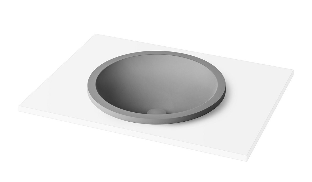 PAA Round tasoon upotettava pesuallas 44X44X14 cm mattaharmaa kivikomposiitti matta harmaa