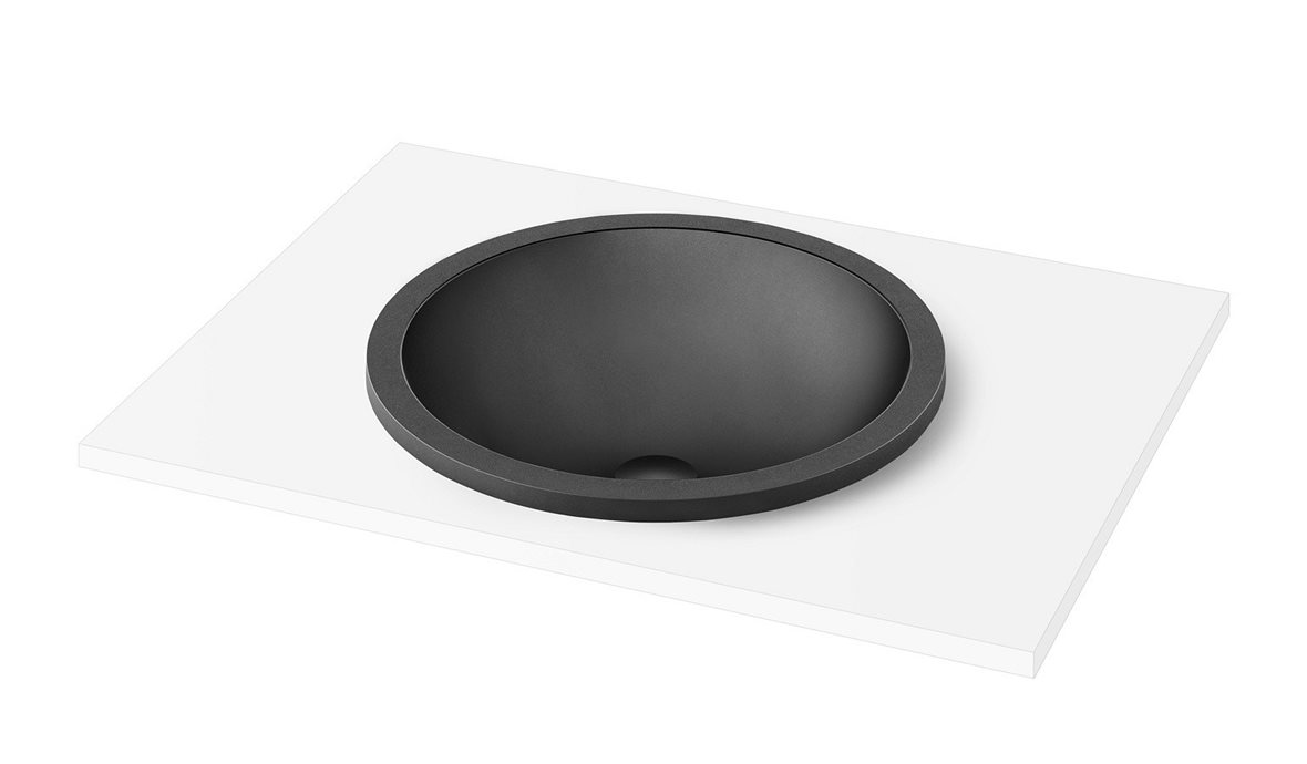 PAA Round tasoon upotettava pesuallas 44X44X14 cm graphite kivikomposiitti matta harmaa