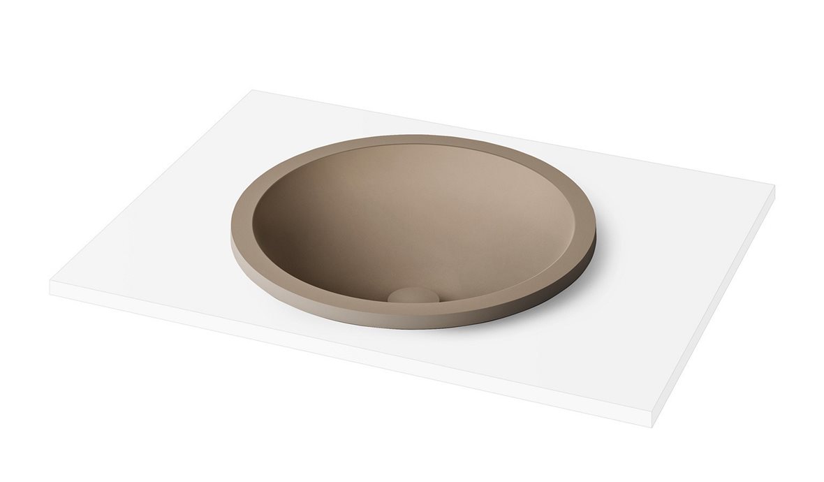 PAA Round tasoon upotettava pesuallas 44X44X14 cm cafe latte kivikomposiitti matta beige