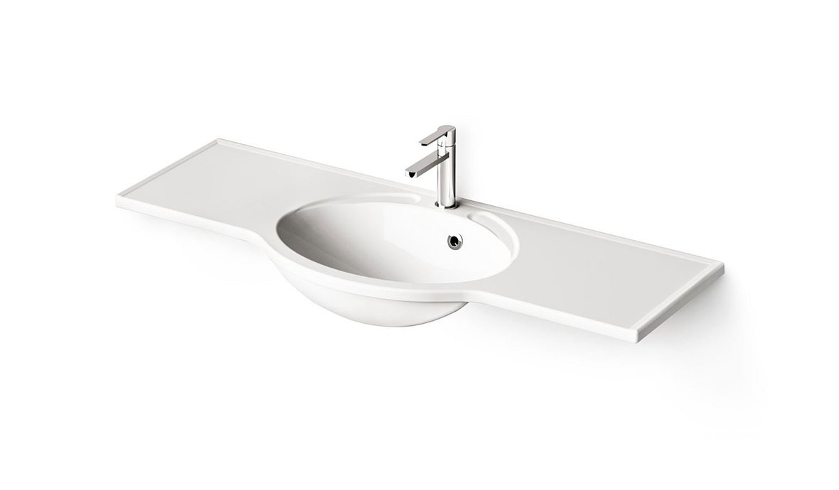 PAA Delta seinään asennettava pesuallas 120X60X18 cm kiiltävä valkoinen valumarmori kiiltävä valkoinen