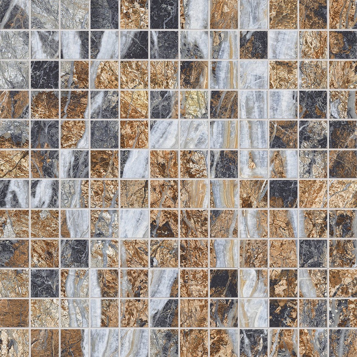 LPC Aventura lasitettu porcelanato mosaiikki seinälaatta lattialaatta 2,3x2,3 20 Multicolor tasapintainen matta 30x30 keskitumma oranssi marmori