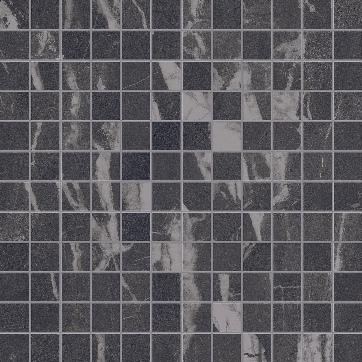 LPC Aventura lasitettu porcelanato mosaiikki seinälaatta lattialaatta 2,3x2,3 18 Vulcano tasapintainen matta 30x30 tumma musta marmori