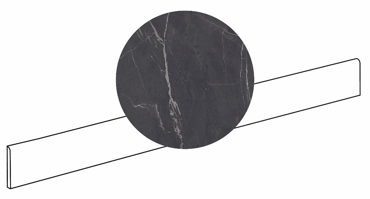 LPC Aventura lasitettu jalkalista 6x120 18 Vulcano tasapintainen matta tumma musta marmori