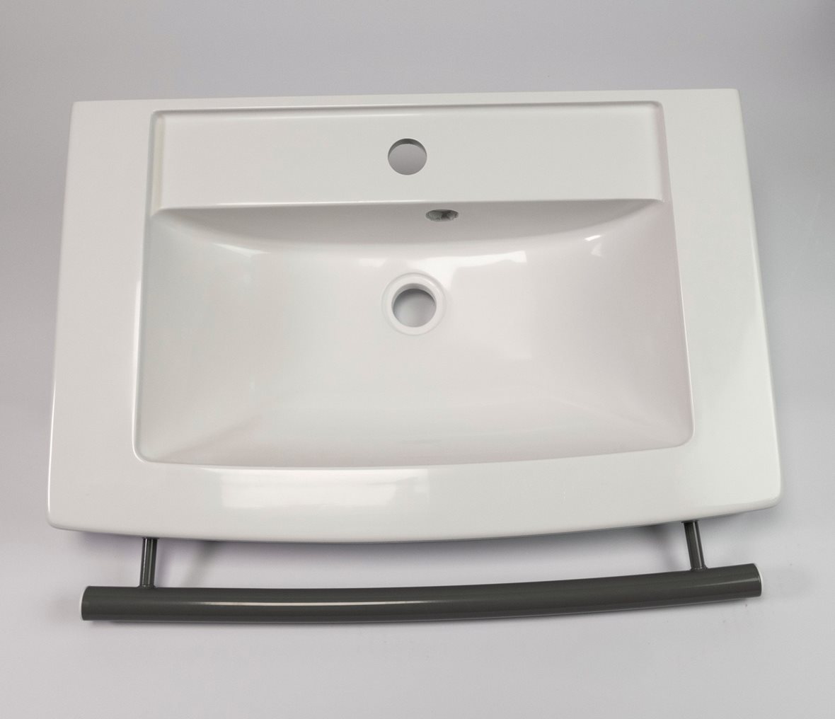 LPC Easy seinään asennettava pesuallas 62X47,3X8 cm harmaa/valkoinen valumarmori antibakteerinen harmaa