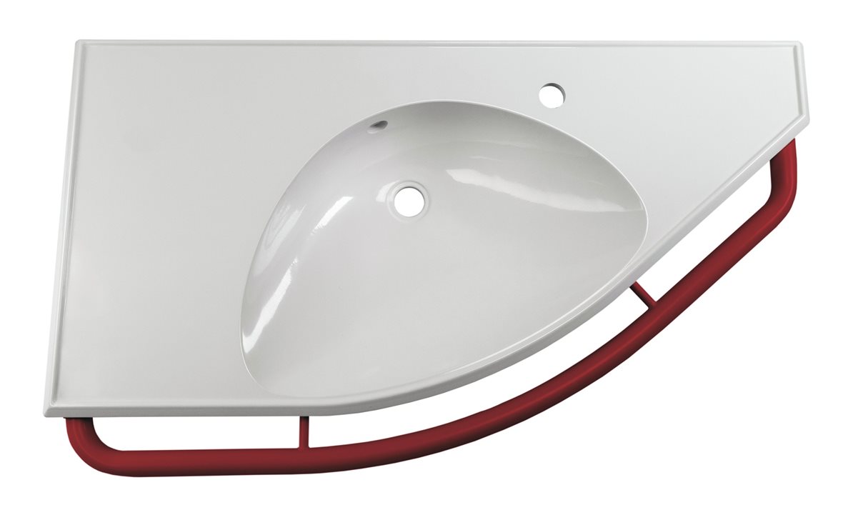 JMS-Tuote Elite seinään asennettava pesuallas tukikaiteella 100X56,7X15 cm punainen/valkoinen valumarmori oikealla kulho oikealla antibakteerinen puna