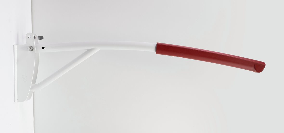 JMS-Tuote ELITE-WC-tukikaide 900mm, seinäkiinnikkeinen, punainen päällyste antibakteerinen