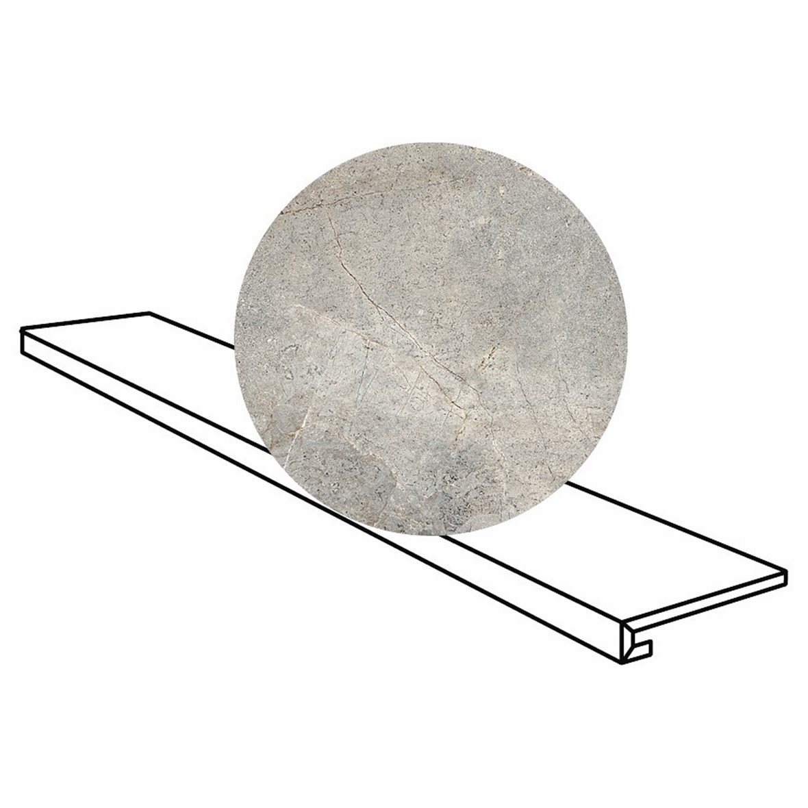 LPC Stone Soul lasitettu porraslaatta reunalaatta 30X120 03 Grey tasapintainen matta GR keskitumma harmaa kivi