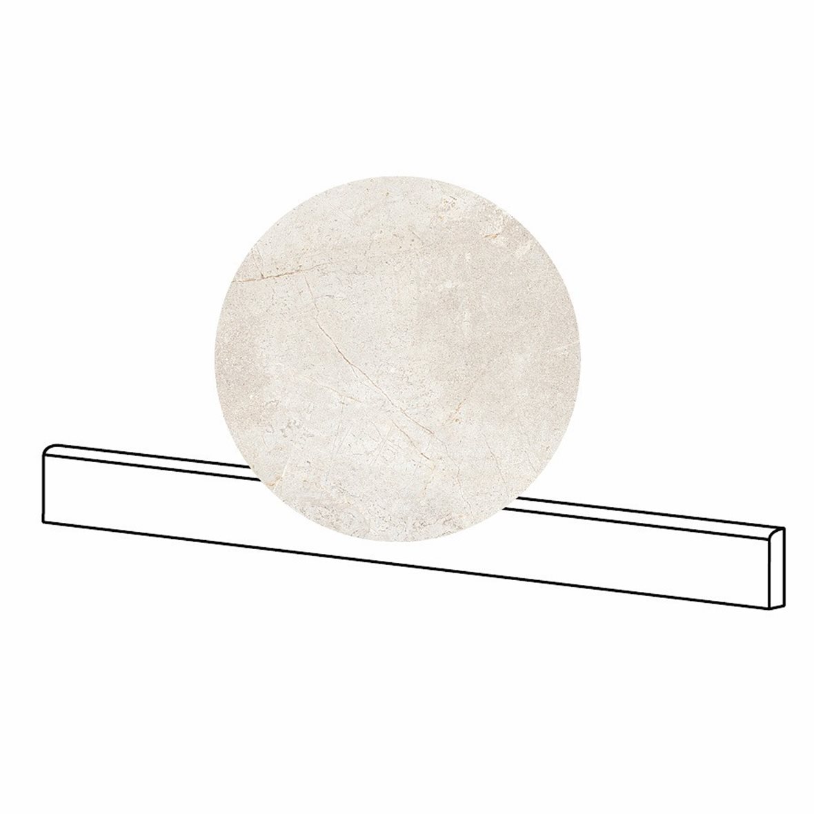 LPC Stone Soul lasitettu jalkalista 6,5X100 04 Bone tasapintainen matta vaalea valkoinen kivi