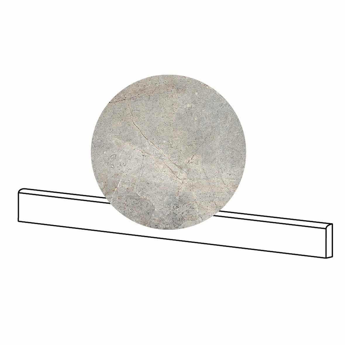 LPC Stone Soul lasitettu jalkalista 6,5X100 03 Grey tasapintainen matta keskitumma harmaa kivi