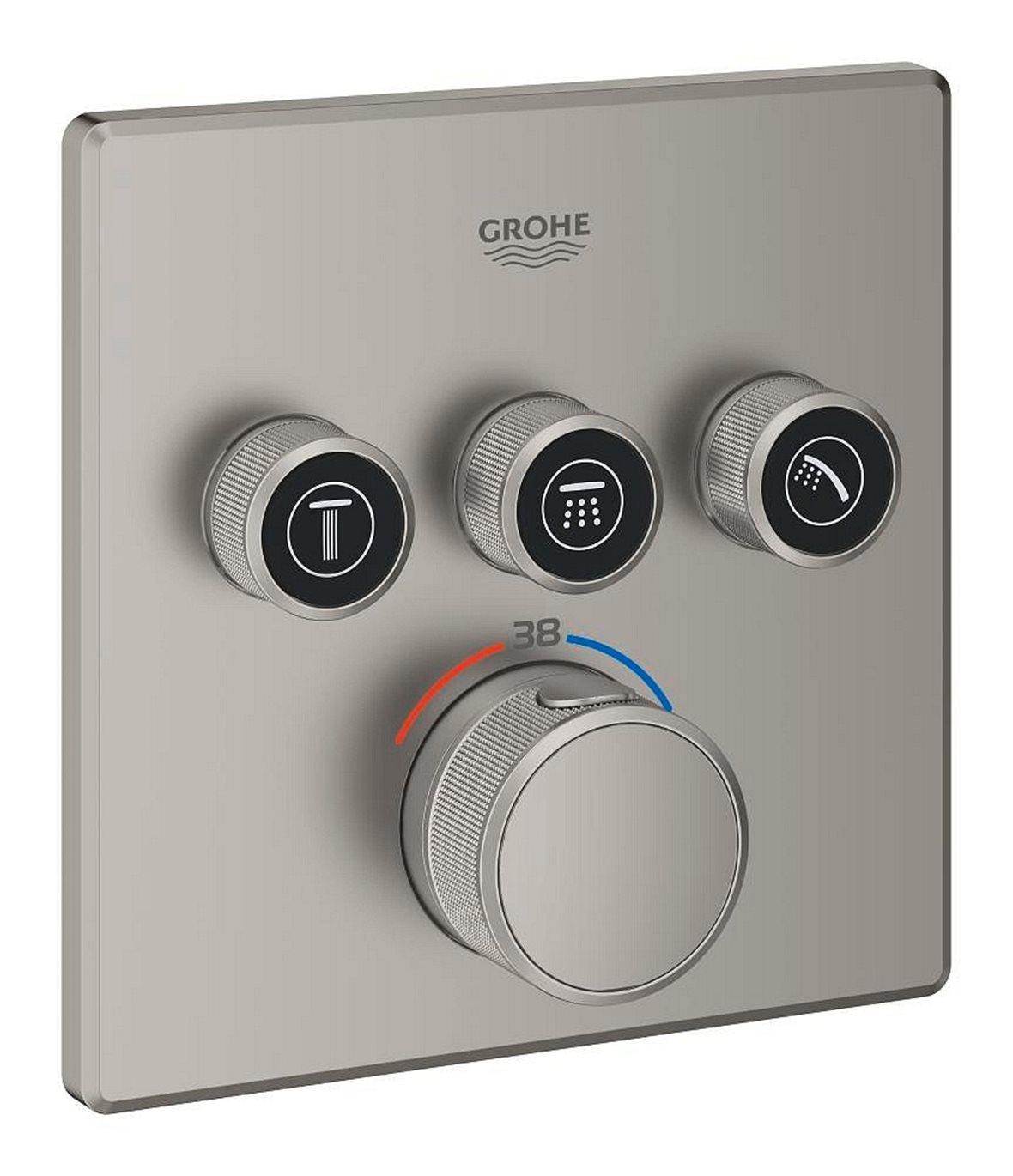 GROHE Grohtherm SmartControl Cube pintaosa termostaattihanalle satin steel 3 toimintoa